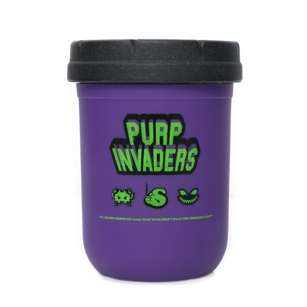 Re:stash x The Smokers Club - Invaders Mason Stash Jar 8oz, standing upright front view.