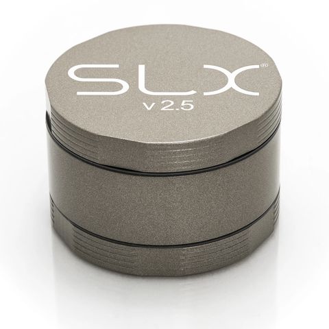 SLX 2.5 Aluminium Non-Sticky Grinder 50 mm Champagne standing upright.