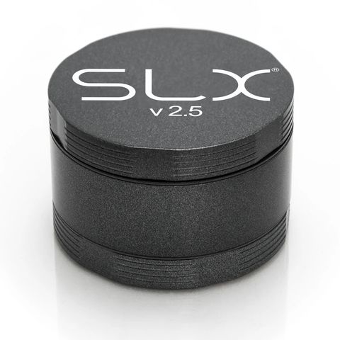 SLX 2.5 Aluminium Non-Sticky Grinder 50 mm Charcoal standing upright.