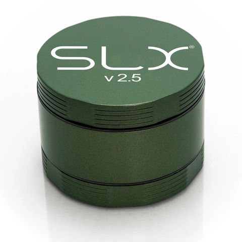 SLX 2.5 Aluminium Non-Sticky Grinder 50 mm Green standing upright.