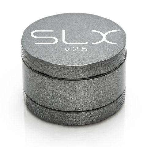 SLX 2.5 Aluminium Non-Sticky Grinder 50 mm Silver standing upright.
