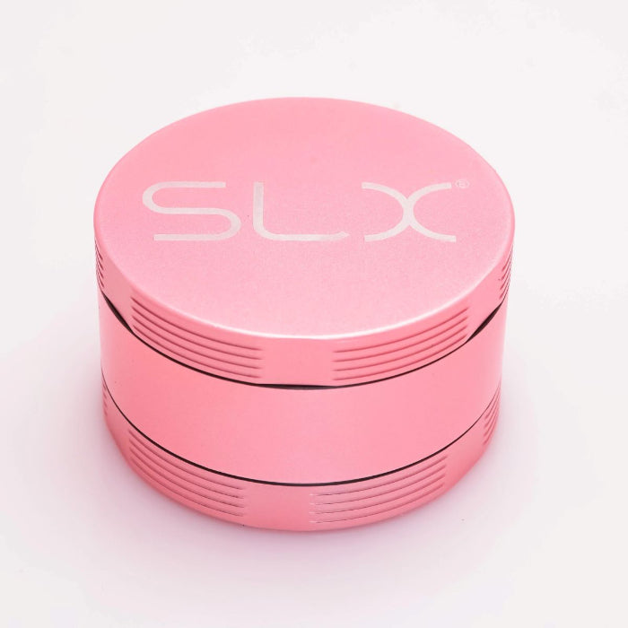 SLX Aluminium Non-Sticky Grinder 88 mm Pink standing upright.