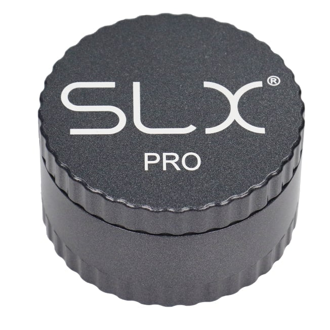 SLX Pro Aluminium Non-Sticky Grinder 62 mm Charcoal standing upright.