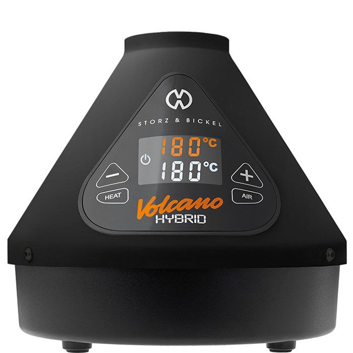 Storz & Bickel Volcano Hybrid Vaporizer black, standing upright.