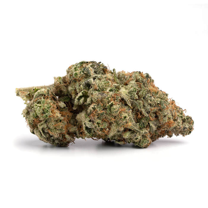 Close-up of TheGreenThingz Wedding Cake CBD bud.