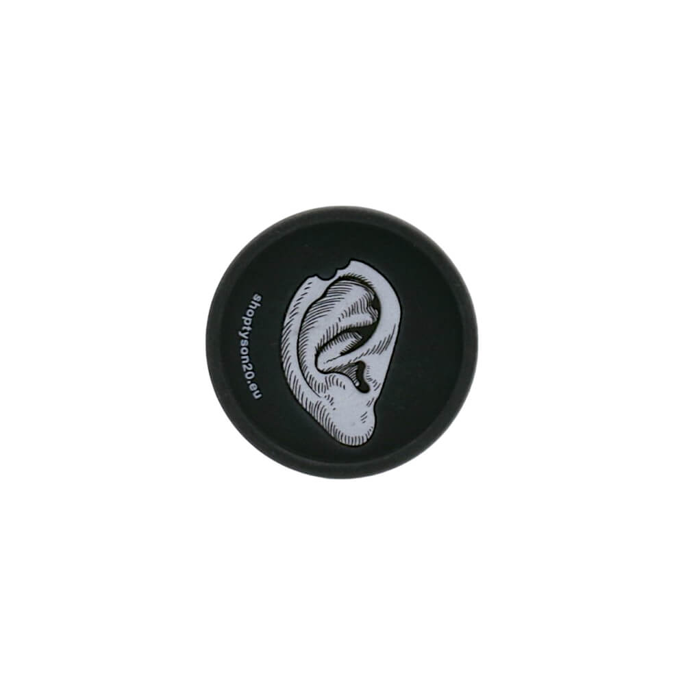 Top-down view of Tyson 2.0 Bio Grinder Mike Bite 2 Parts 53 mm, featuring a bitten ear design on the lid.