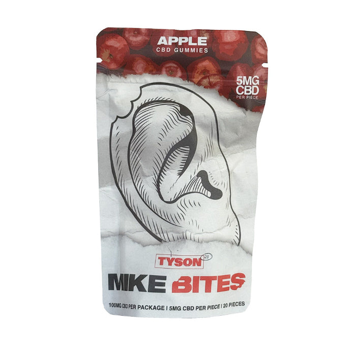 Tyson 2.0 Mike Bites CBD Gummies Apple, doypack with bitten ear design.