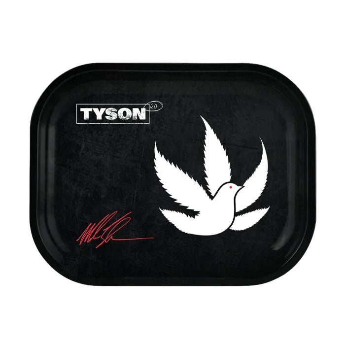 Tyson 2.0 Pidgeon Black Metal Rolling Tray 11.5” with sleek black design and logo.
