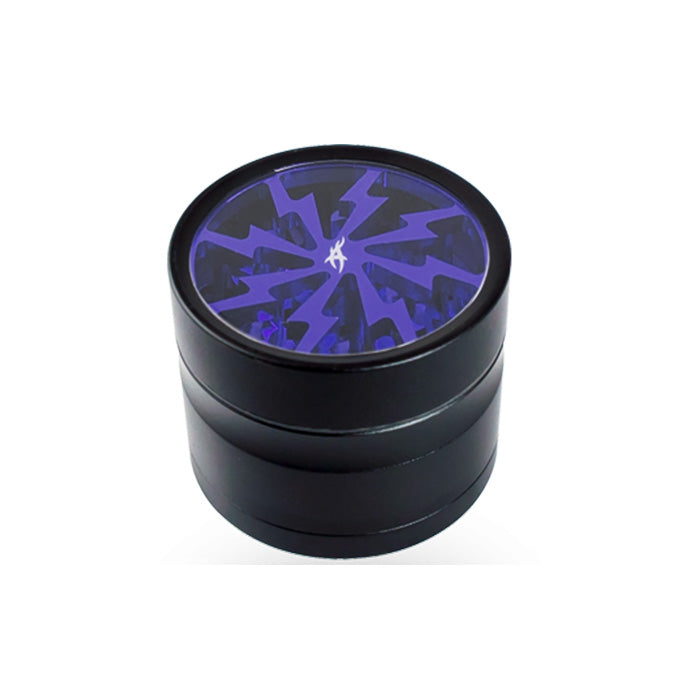 Close-up of Thorinder Mini Blue grinder, standing upright.