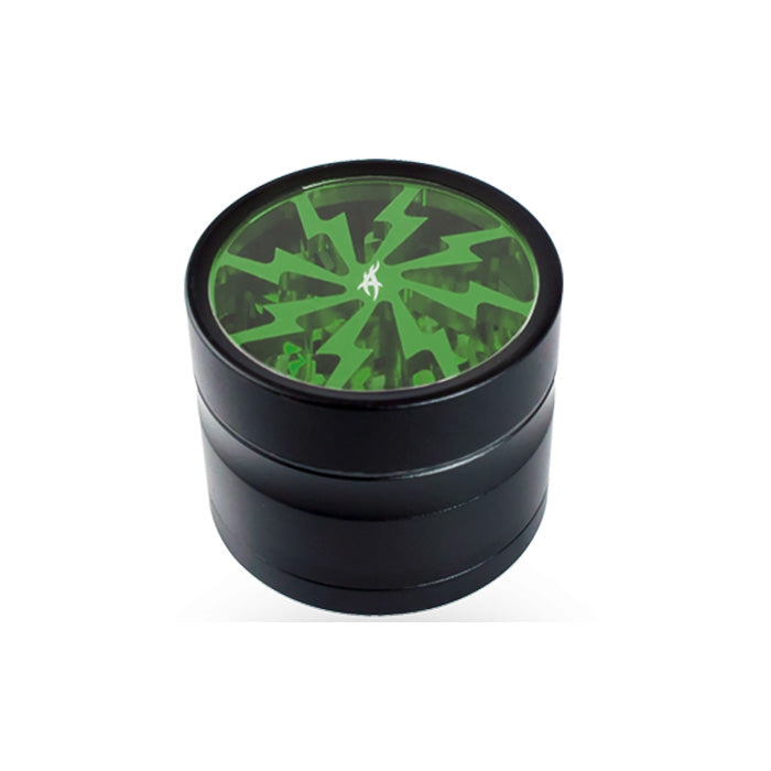 Close-up of Thorinder Mini Green grinder, standing upright.
