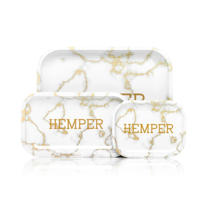 Hemper Marbre Blanc/Or Luxe Plateau À Rouler