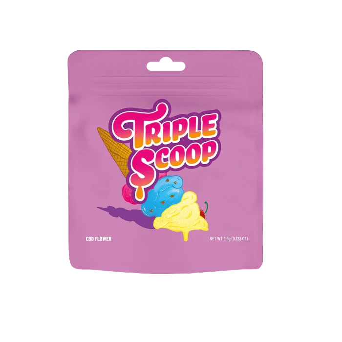 Cookies Triple Scoop CBD Flower in doypack, standing upright.