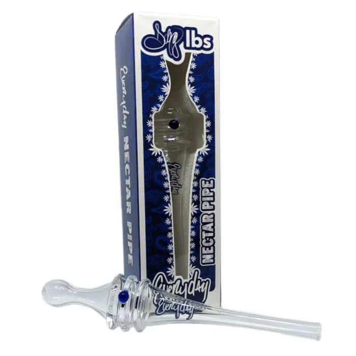 Dogg Lbs Snoop Dogg Everyday 6 inch glass nectar pipe elongated in front of its box.