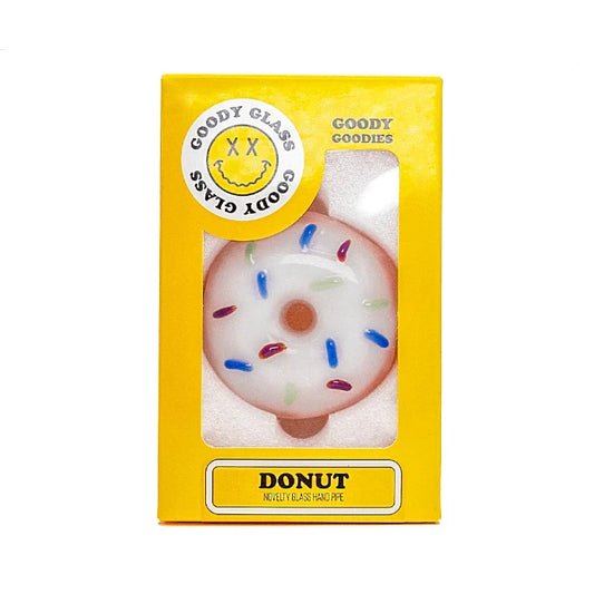 Goody Glass Donut Hand Pipe with unique donut-shaped design and colorful glass detail.