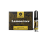 Happease Vape Refill 85% Cannabinoids CBD-CBG-CBN Lemon Tree, box and cartridge, standing upright.