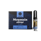 Happease Vape Refill 85% Cannabinoids CBD-CBG-CBN Mountain River box and refill, standing upright.
