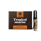 Happease Vape Refill 85% Cannabinoids CBD-CBG-CBN Tropical Sunrise, box and cartridge, standing upright.