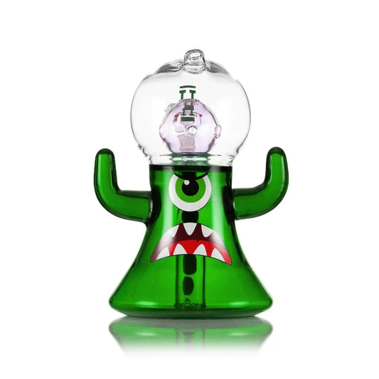 Hemper Dankzilla XL Bong 8″ in green, front view showing a fun and colorful glass bong with vibrant green design for an exciting smoking experience.