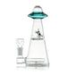 Hemper UFO Vortex Bong 7″, featuring a transparent glass bong with teal accents and vortex design for a sci-fi experience.