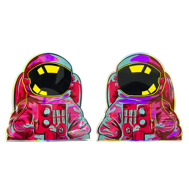 Mylar Bag With Zip - Smell-Proof - Astronaut, standing upright view.