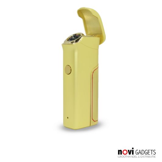 Novi Extended Plasma Lighter Gold, standing position.