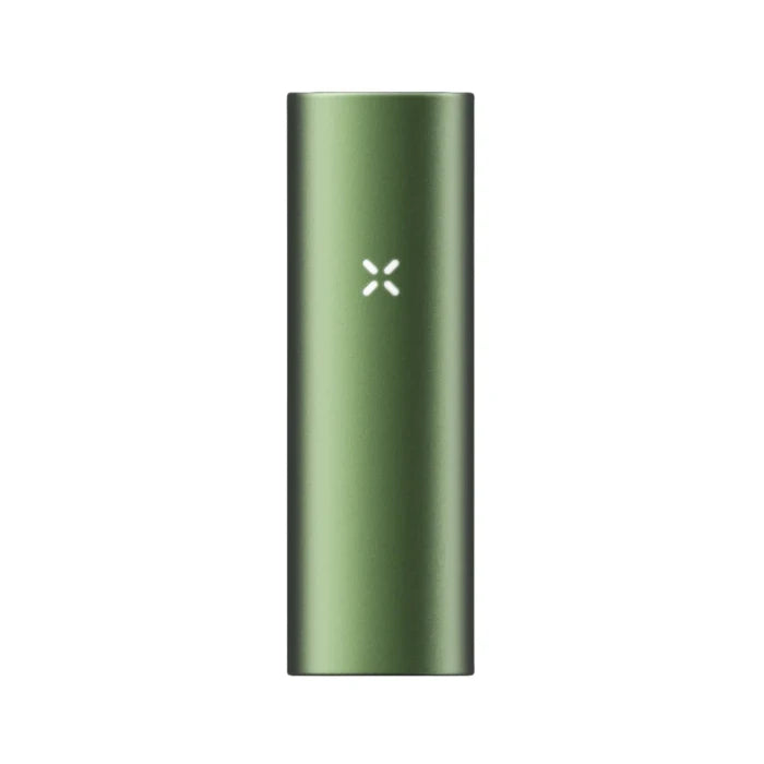 PAX Flow greenstone portable vaporizer standing upright on a flat surface.