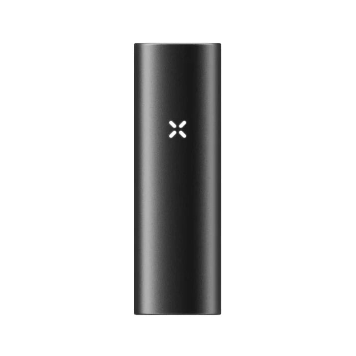 PAX Flow onyx portable vaporizer standing upright on a flat surface.