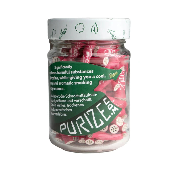 Back view of Purize XTRA Slim 100 Pink glass jar.