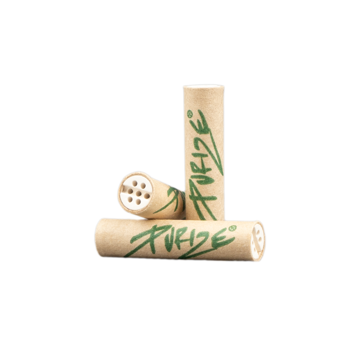Close-up of Purize XTRA Slim 50 Organic loose filter tips.