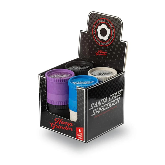 Santa Cruz Shredder 4 Pieces Hemp Grinder, display with all available colors.
