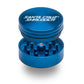 Santa Cruz Shredder® Metal 2 Parts 54mm Blue Grinder, open, posed flat to show interior.