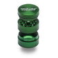Santa Cruz Shredder® Metal 3 Parts 54mm Green Grinder, open, posed flat to show interior.