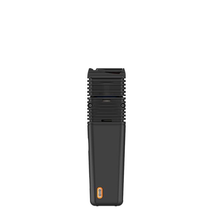Storz & Bickel VEAZY Alluring Black vaporizer rear view showing the connection ports.