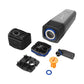 Storz & Bickel VEAZY Alluring Black vaporizer lying down with mouthpiece and herb chamber exploded showing all component parts.
