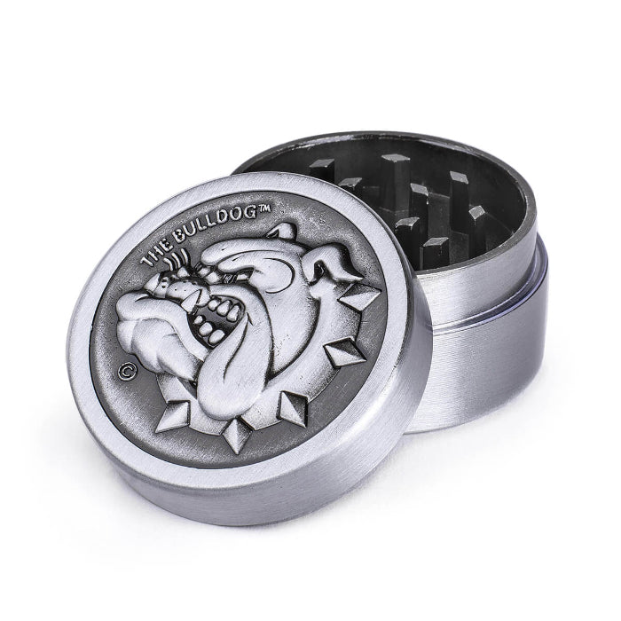 The Bulldog® Original Worldwide 2 Parts 40mm Metal Grinder, opened to show interior.