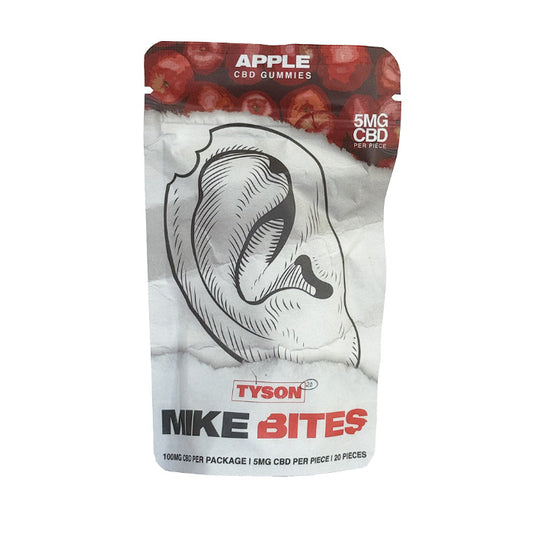Tyson 2.0 Mike Bites CBD Gummies Apple, doypack with bitten ear design.