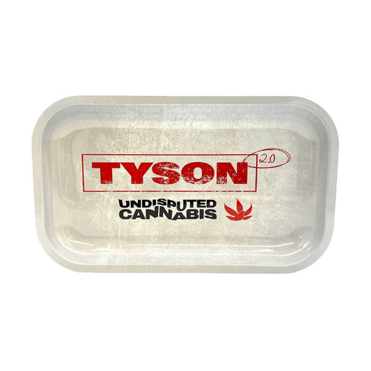 Tyson 2.0 Up in Smoke Metal Rolling Tray 11.5” white with Up in Smoke design.