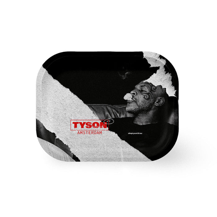 Tyson 2.0 Relax Mike Metal Rolling Tray Medium with chill Mike Tyson illustration.