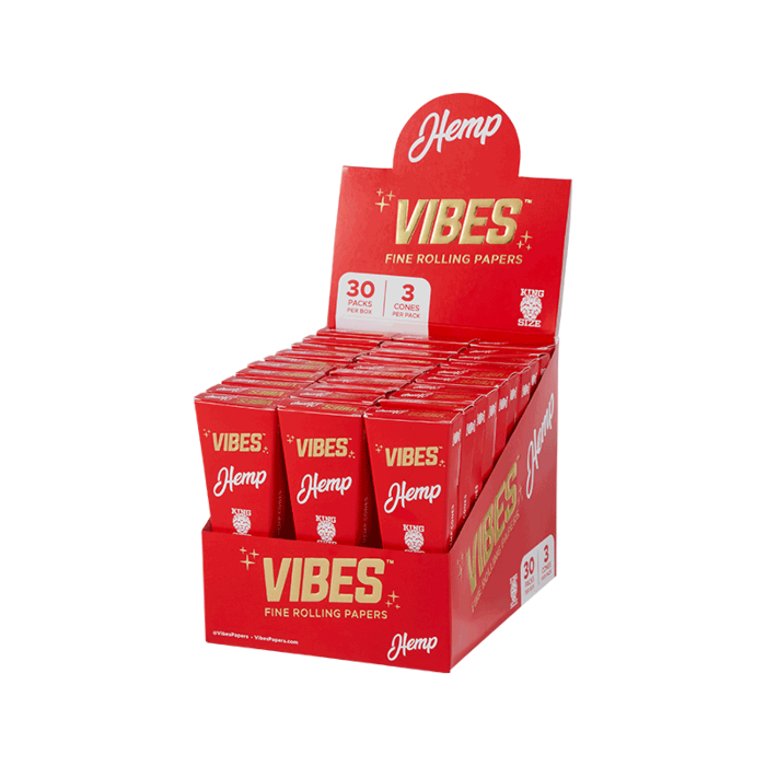Vibes Cones Coffin King Size Hemp display.